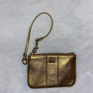 Coach Julia Spotlight Mini Leather Wristlet Clutch Gold